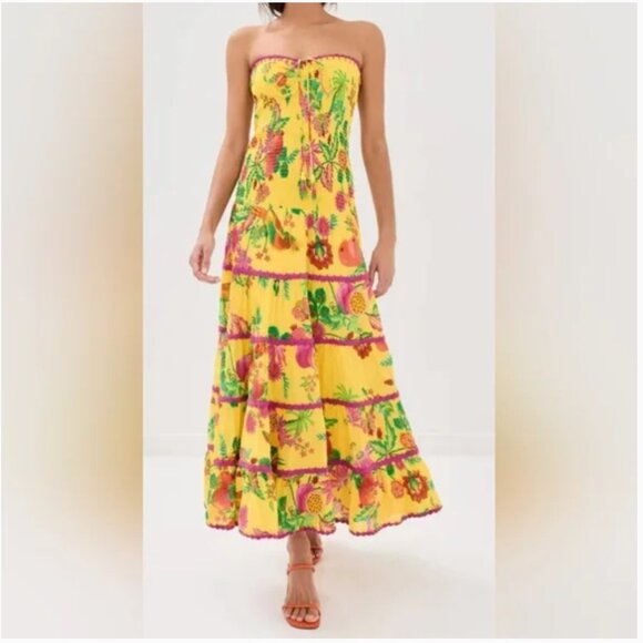 FARM Rio Delicate Fruit Garden Halter Maxi Dress size S - Picture 1 of 11